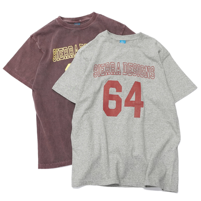 SIERRA DESIGNS×Good On（シエラデザイン×グッドオン）Short Sleeve Crew Neck 64 Tee（ショートスリーブクルーネック64Tシャツ）/Metal Gray×Red（メタルグレー×レッド）・Bordeaux×Lemon（ボルドー×レモン）