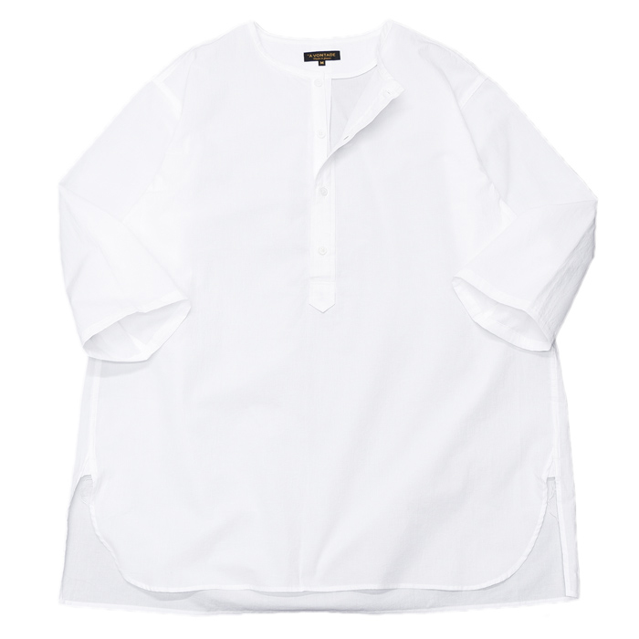 ＜30%OFF＞*A VONTADE（アボンタージ）Sleeping Shirts 3/4 Sleeve（スリーピングシャツ7分袖）Hard Twist Yarn Seersucker/White（ホワイト）