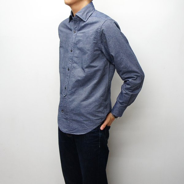 画像8: Nigel Cabourn（ナイジェル・ケーボン）BRITISH OFFICER'S SHIRT（ブリティッシュオフィサーズシャツ）"VINTAGE OXFORD" / Navy（ネイビー） (8)