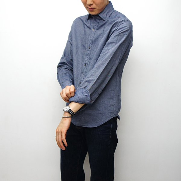 画像9: Nigel Cabourn（ナイジェル・ケーボン）BRITISH OFFICER'S SHIRT（ブリティッシュオフィサーズシャツ）"VINTAGE OXFORD" / Navy（ネイビー） (9)