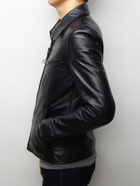 画像16: 【PointUp10%11/10迄】Y'2 LEATHER(ワイツーレザー)STEER OIL SINGLE RIDERS(ステアオイル襟付きシングルライダース)/Black(ブラック) (16)