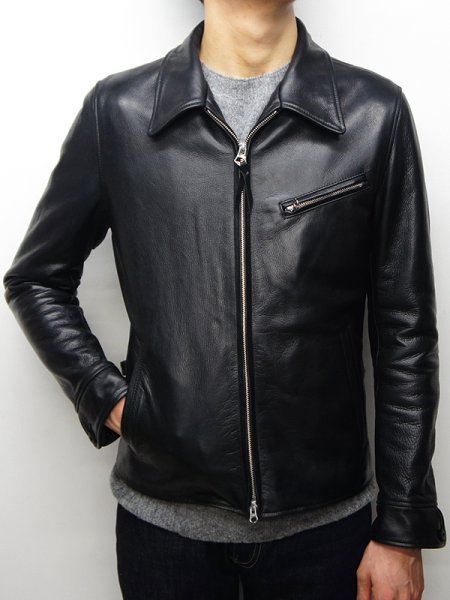 画像14: 【PointUp10%11/10迄】Y'2 LEATHER(ワイツーレザー)STEER OIL SINGLE RIDERS(ステアオイル襟付きシングルライダース)/Black(ブラック) (14)