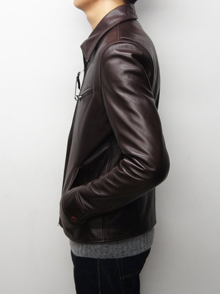 画像13: Y'2 LEATHER（ワイツーレザー）STEER OIL SINGLE RIDERS（ステアオイル 襟付きシングルライダース）/Brown（ブラウン） (13)