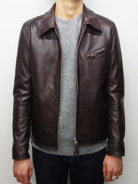 画像15: Y'2 LEATHER（ワイツーレザー）STEER OIL SINGLE RIDERS（ステアオイル 襟付きシングルライダース）/Brown（ブラウン） (15)