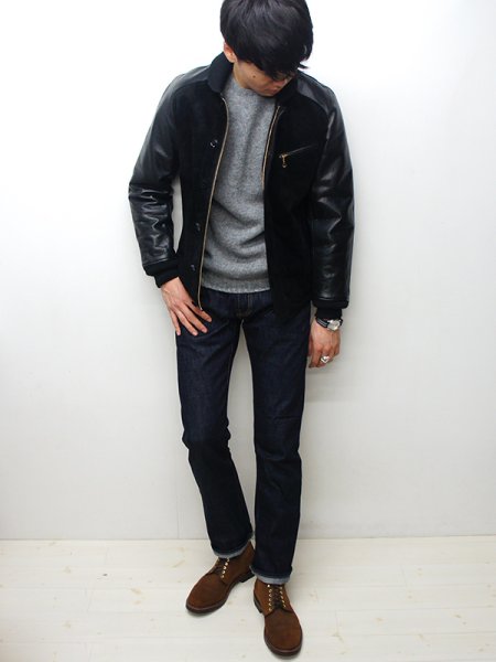画像17: 【PointUp10%11/10迄】Y'2 LEATHER(ワイツーレザー)STEER SUEDE×STEER OIL RIB JACKET(ステアスエード×ステアオイル リブジャケット)/Black(ブラック) (17)