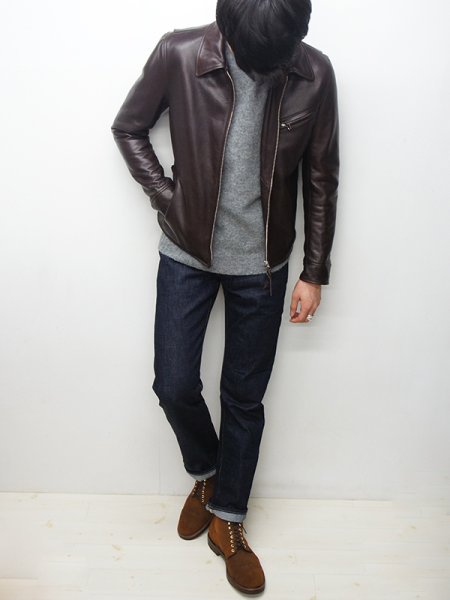 画像16: Y'2 LEATHER（ワイツーレザー）STEER OIL SINGLE RIDERS（ステアオイル 襟付きシングルライダース）/Brown（ブラウン） (16)