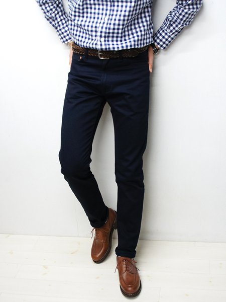 画像12: F.O.B FACTORY(エフオービーファクトリー)PIQUE 5POCKET PANTS(ピケ5ポケットパンツ)"Highcount Pique" / Navy(ネイビー)【裾上げ無料】 (12)