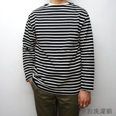 画像1: SAINT JAMES（セントジェームス）OUESSANT"ELBOW PATCH"（ウエッソンエルボーパッチ）/NAVY×PIN+NAVY（ネイビー×グリーン+ネイビー）