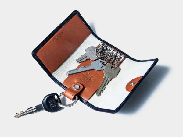 画像6: Whitehouse Cox(ホワイトハウスコックス)S9692 Key Case With Ring(キーケース)/Navy×Tan(ネイビー×タン) (6)