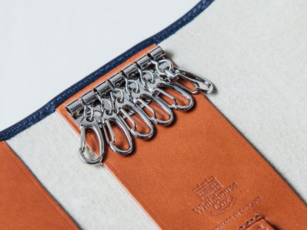 画像4: Whitehouse Cox(ホワイトハウスコックス)S9692 Key Case With Ring(キーケース)/Navy×Tan(ネイビー×タン) (4)