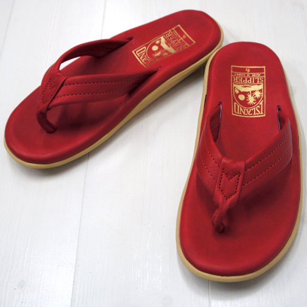 画像1: ISLAND SLIPPER（アイランドスリッパ）PT202 (レザートングサンダル) / Red（レッド） (1)