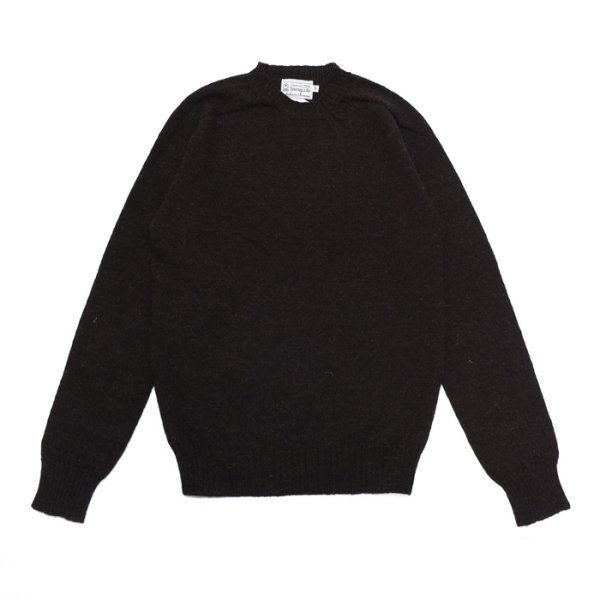 画像1: INVERALLAN（インバーアラン）Crew Neck Saddle Shoulder Sweater（クルーネックサドルショルダーセーター）Voe True Shetland/Black（ブラック）※サイズ40のみ (1)