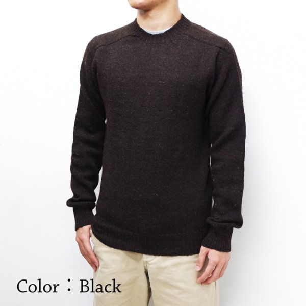 画像8: INVERALLAN（インバーアラン）Crew Neck Saddle Shoulder Sweater（クルーネックサドルショルダーセーター）"Voe True Shetland" / Black（ブラック） (8)