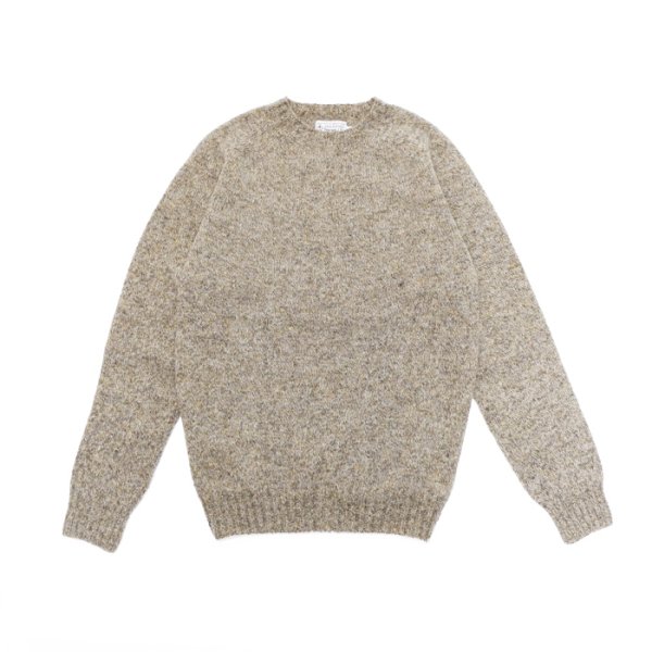 画像1: INVERALLAN（インバーアラン）Crew Neck Saddle Shoulder Sweater（クルーネックサドルショルダーセーター）Supersoft Shetland/Mushroom（マッシュルーム） (1)