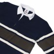 画像4: ＜OUTLET＞BARBARIAN（バーバリアン）クラシック ラガーシャツ（CENTER STRIPES）”旧モデル” / Navy×Ivory×Moss（ネイビー×アイボリー×モスグリーン）※Sサイズのみ (4)