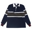画像1: ＜OUTLET＞BARBARIAN（バーバリアン）クラシック ラガーシャツ（CENTER STRIPES）”旧モデル” / Navy×Ivory×Moss（ネイビー×アイボリー×モスグリーン）※Sサイズのみ (1)
