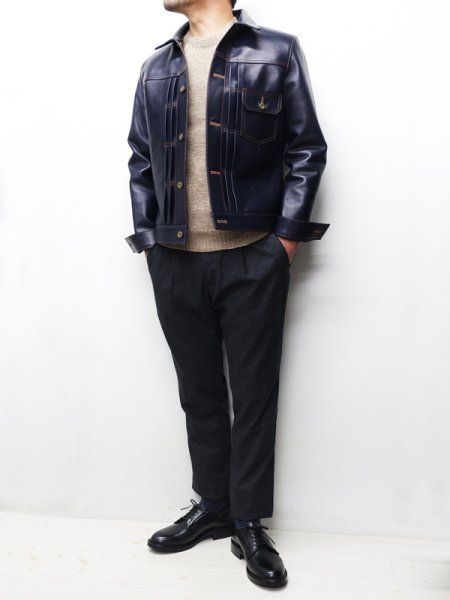 画像15: 【PointUp10%11/10迄】Y'2 LEATHER(ワイツーレザー)INDIGO HORSE 1st Type Jacket(インディゴホースファーストタイプジャケット)/Indigo(インディゴ) (15)