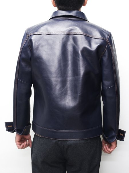 画像14: 【PointUp10%11/10迄】Y'2 LEATHER(ワイツーレザー)INDIGO HORSE 1st Type Jacket(インディゴホースファーストタイプジャケット)/Indigo(インディゴ) (14)