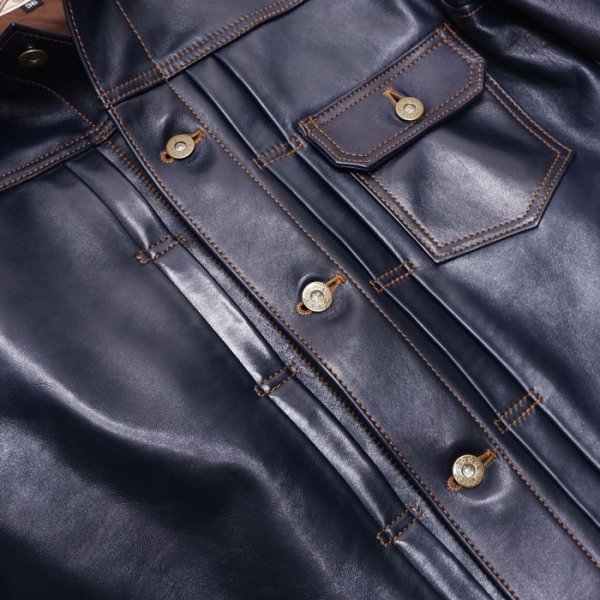 画像5: 【PointUp10%11/10迄】Y'2 LEATHER(ワイツーレザー)INDIGO HORSE 1st Type Jacket(インディゴホースファーストタイプジャケット)/Indigo(インディゴ) (5)