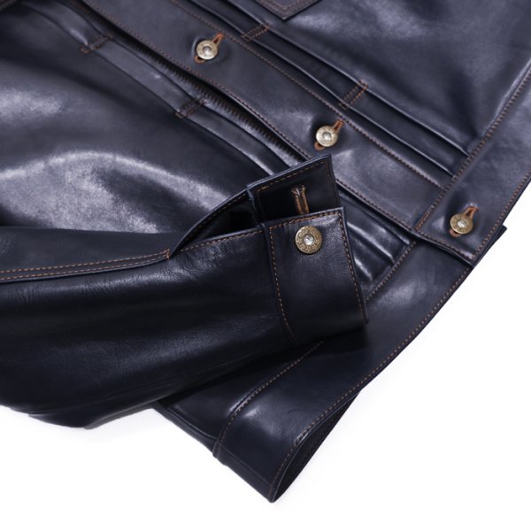 画像7: 【PointUp10%11/10迄】Y'2 LEATHER(ワイツーレザー)INDIGO HORSE 1st Type Jacket(インディゴホースファーストタイプジャケット)/Indigo(インディゴ) (7)
