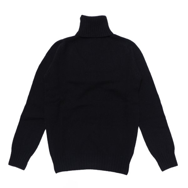 画像2: INVERALLAN（インバーアラン）Roll Neck Saddle Shoulder Sweater（ロールネックサドルショルダーセーター）"Geelong Lambswool" / Black（ブラック） (2)