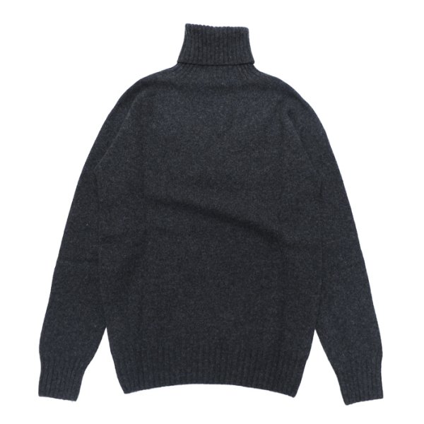 画像2: INVERALLAN（インバーアラン）Roll Neck Saddle Shoulder Sweater（ロールネックサドルショルダーセーター）"Geelong Lambswool" / Charcoal（チャコールグレー） (2)