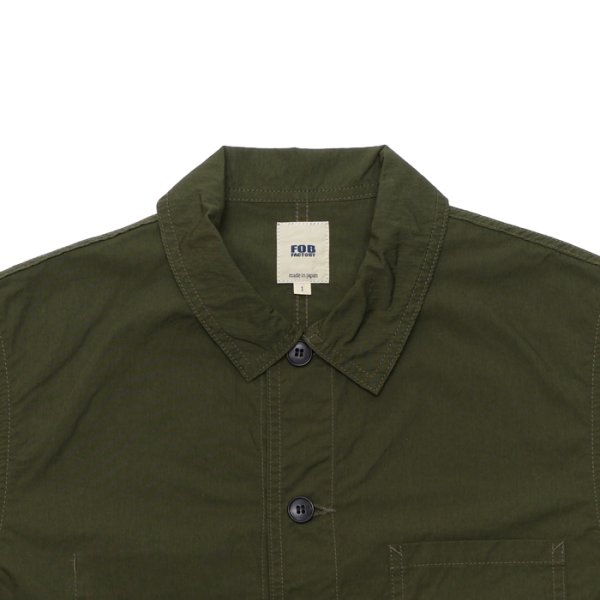 画像2: F.O.B FACTORY(エフオービーファクトリー)FRENCH SHIRT JACKET(フレンチシャツジャケット)"COTTON NYLON" / Olive(オリーブ) (2)