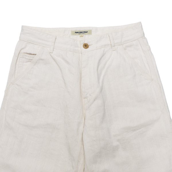 画像2: F.O.B FACTORY（エフオービーファクトリー）HBT PAINTER PANTS（HBTペインターパンツ）"Wavy Herringbone" / Ecru（エクリュ）【裾上げ無料】 (2)