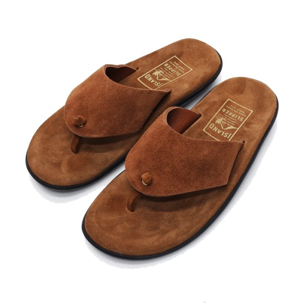 画像1: ISLAND SLIPPER（アイランドスリッパ）PBS201BHR (ブルハイドスエードレザーサンダル）"Suede" / Peanut×Tobacco（ピーナッツ×タバコ） (1)