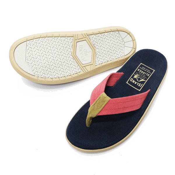 画像2: ISLAND SLIPPER(アイランドスリッパ)PT203 (スエードレザートングサンダル) "Suede" / Fuchsia×Olive×Navy(フーシャ×オリーブ×ネイビー) (2)