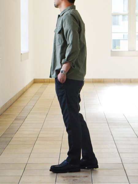 画像9: F.O.B FACTORY（エフオービーファクトリー）FATIGUE SHIRT JACKET（ファティーグシャツジャケット）"Vatdye Back Sateen" / Olive（オリーブ） (9)