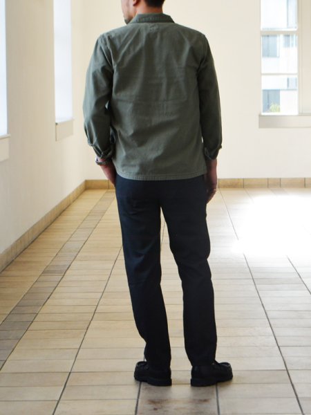 画像10: F.O.B FACTORY（エフオービーファクトリー）FATIGUE SHIRT JACKET（ファティーグシャツジャケット）"Vatdye Back Sateen" / Olive（オリーブ） (10)