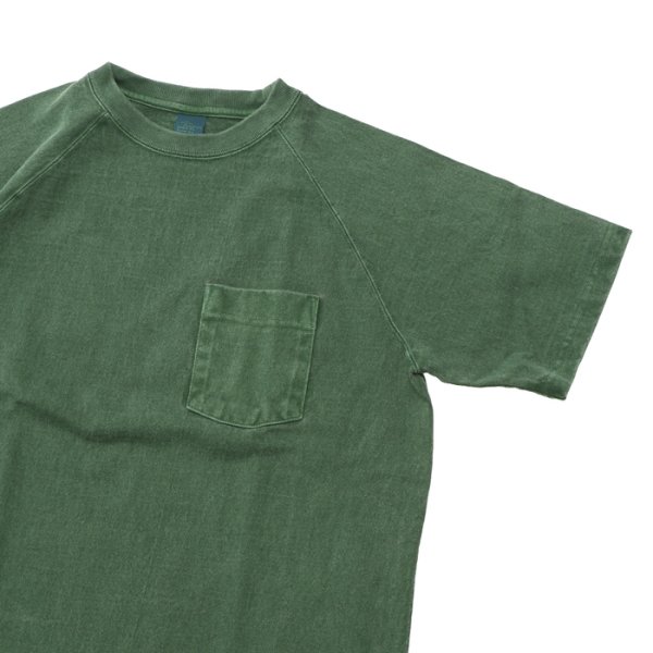 画像4: Good On(グッドオン)Short Sleeve Heavy Raglan Pocket Tee(ショートスリーブヘビーラグランポケットTシャツ)"Pigment Dye" / Dk.Green(ダークグリーン) (4)