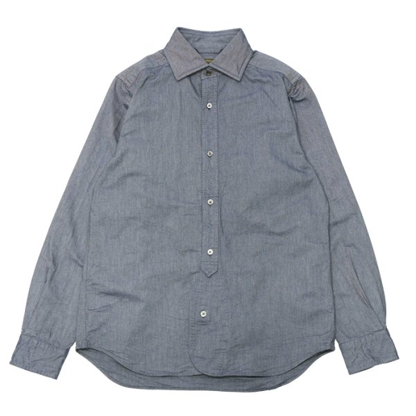 画像1: Nigel Cabourn（ナイジェル・ケーボン）BRITISH OFFICER'S SHIRT（ブリティッシュオフィサーズシャツ）VINTAGE OXFORD/Navy（ネイビー） (1)