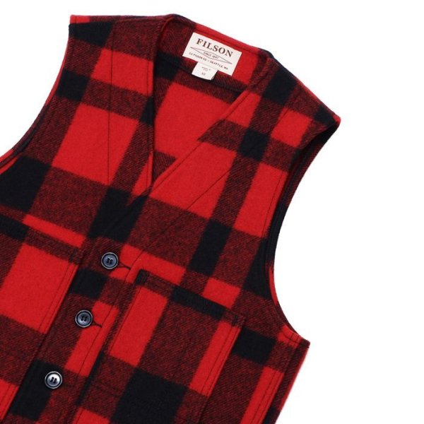 画像4: FILSON(フィルソン)MACKINAW WOOL VEST(マッキーノウールベスト)/ Red×Black(レッド×ブラック) (4)