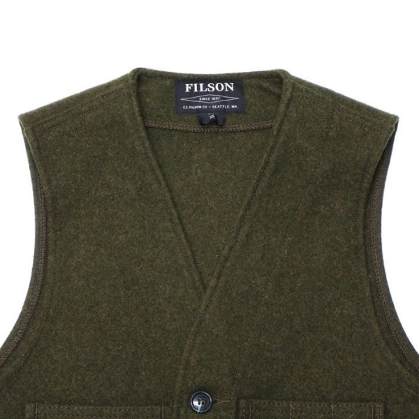 画像3: FILSON(フィルソン)MACKINAW WOOL VEST(マッキーノウールベスト)/ DARK GREEN(ダークグリーン) (3)