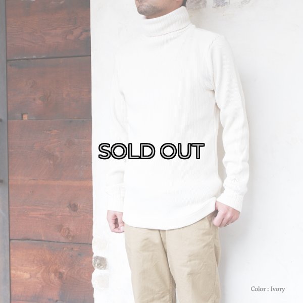 画像7: Nigel Cabourn（ナイジェル・ケーボン）TURTLE NECK SHIRT（タートルネックシャツ）"WAFFLE" / Black（ブラック） (7)