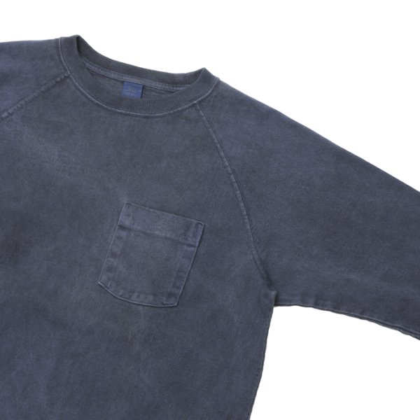 画像4: Good On(グッドオン)Long Sleeve Heavy Raglan Pocket Tee(ロングスリーブヘビーラグランポケットTシャツ)"Pigment Dye" / Navy(ネイビー) (4)