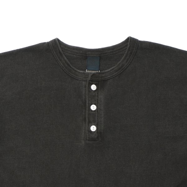 画像3: Good On(グッドオン)Long Sleeve Henley Neck Tee(ロングスリーブヘンリーネックTシャツ)"Pigment Dye" / Black(ブラック) (3)