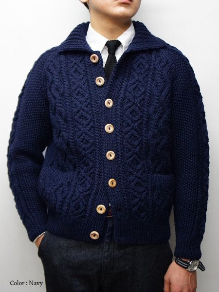 画像11: INVERALLAN（インバーアラン）3a Lumber Cardigan（3aランバーカーディガン）"Aran Knit" / Redcurrant（レッドカーラント） (11)