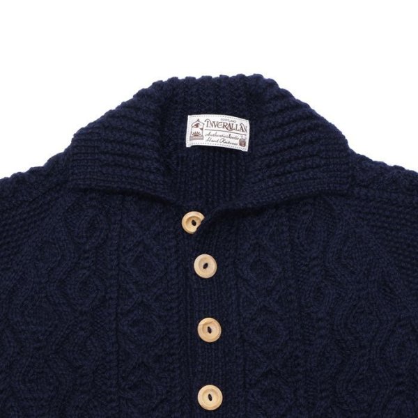 画像3: INVERALLAN（インバーアラン）3a Lumber Cardigan（3aランバーカーディガン）"Aran Knit" / Navy（ネイビー） (3)