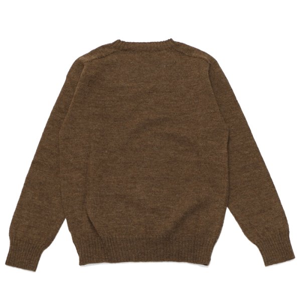 画像2: INVERALLAN(インバーアラン)Crew Neck Saddle Shoulder Sweater(クルーネックサドルショルダーセーター)"Voe True Shetland" / Moorit(ムーリット)※サイズ40のみ (2)