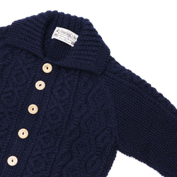 画像4: INVERALLAN（インバーアラン）3a Lumber Cardigan（3aランバーカーディガン）"Aran Knit" / Navy（ネイビー） (4)