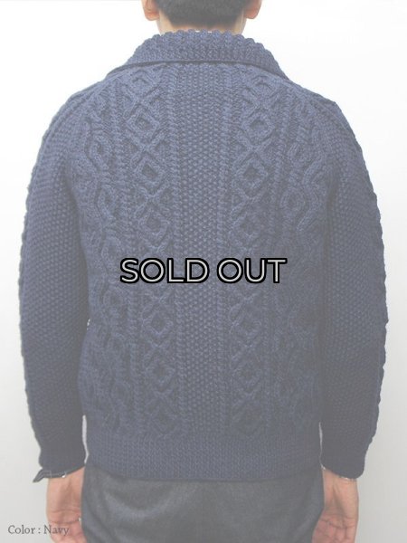 画像13: INVERALLAN（インバーアラン）3a Lumber Cardigan（3aランバーカーディガン）"Aran Knit" / Navy（ネイビー） (13)
