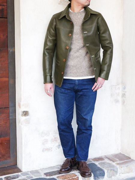 画像11: 【PointUp10%11/10迄】Y'2 LEATHER(ワイツーレザー)ECO HORSE 30'S CAR COAT(エコホース30'Sカーコート)/Olive(オリーブ) (11)