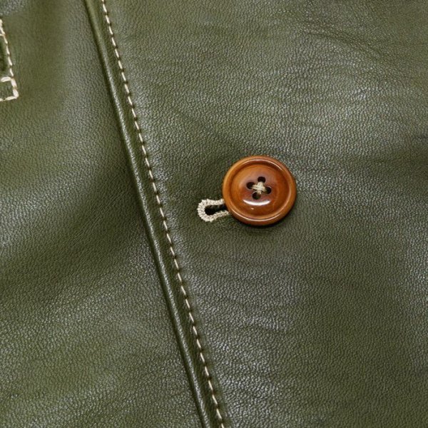 画像5: 【PointUp10%11/10迄】Y'2 LEATHER(ワイツーレザー)ECO HORSE 30'S CAR COAT(エコホース30'Sカーコート)/Olive(オリーブ) (5)