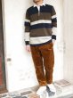 画像9: ＜OUTLET＞BARBARIAN（バーバリアン）クラシック ラガーシャツ（SPINNAKER STRIPES）”旧モデル”/Moss×Taupe×Ivory（モスグリーン×トープ×アイボリー）※Sサイズのみ (9)