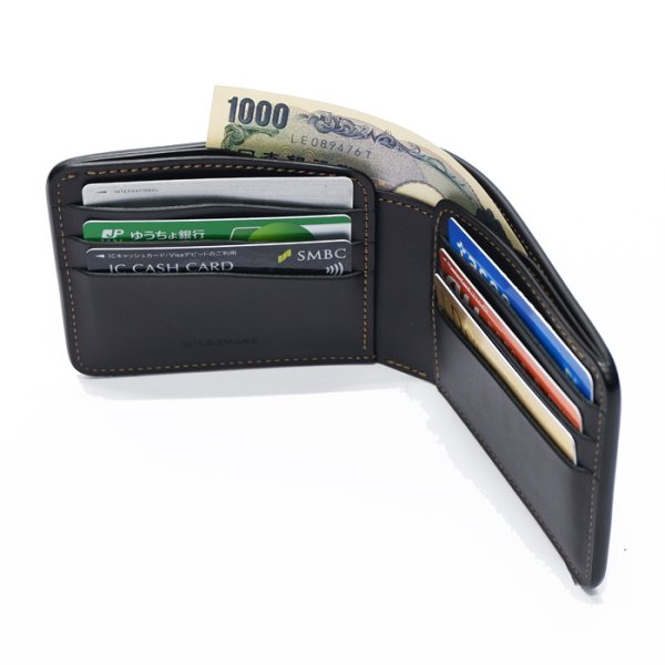 画像6: WILD SWANS(ワイルドスワンズ)WINGS(ウイングス)2つ折りウォレットコインケース無し/グリーン"シェルコードバン"×ブラック"イングリッシュブライドル" (6)