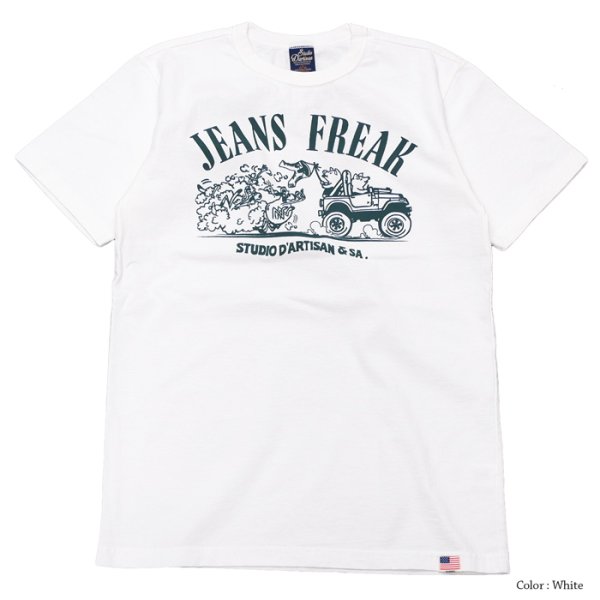 画像1: STUDIO D'ARTISAN（ステュディオ・ダ・ルチザン）USAコットンプリントＴシャツ/ White（ホワイト） (1)