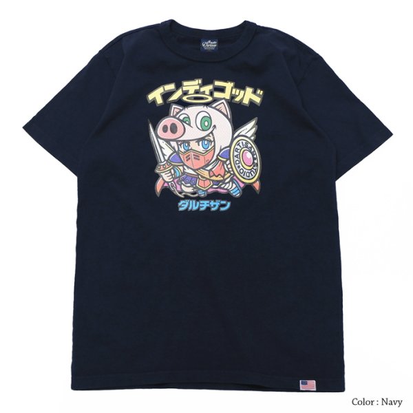 画像1: STUDIO D'ARTISAN（ステュディオ・ダ・ルチザン）インディゴッドUSAコットンプリントＴシャツ/ Navy（ネイビー） (1)